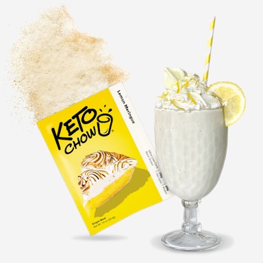 Lemon Meringue Keto Chow single packet and shake