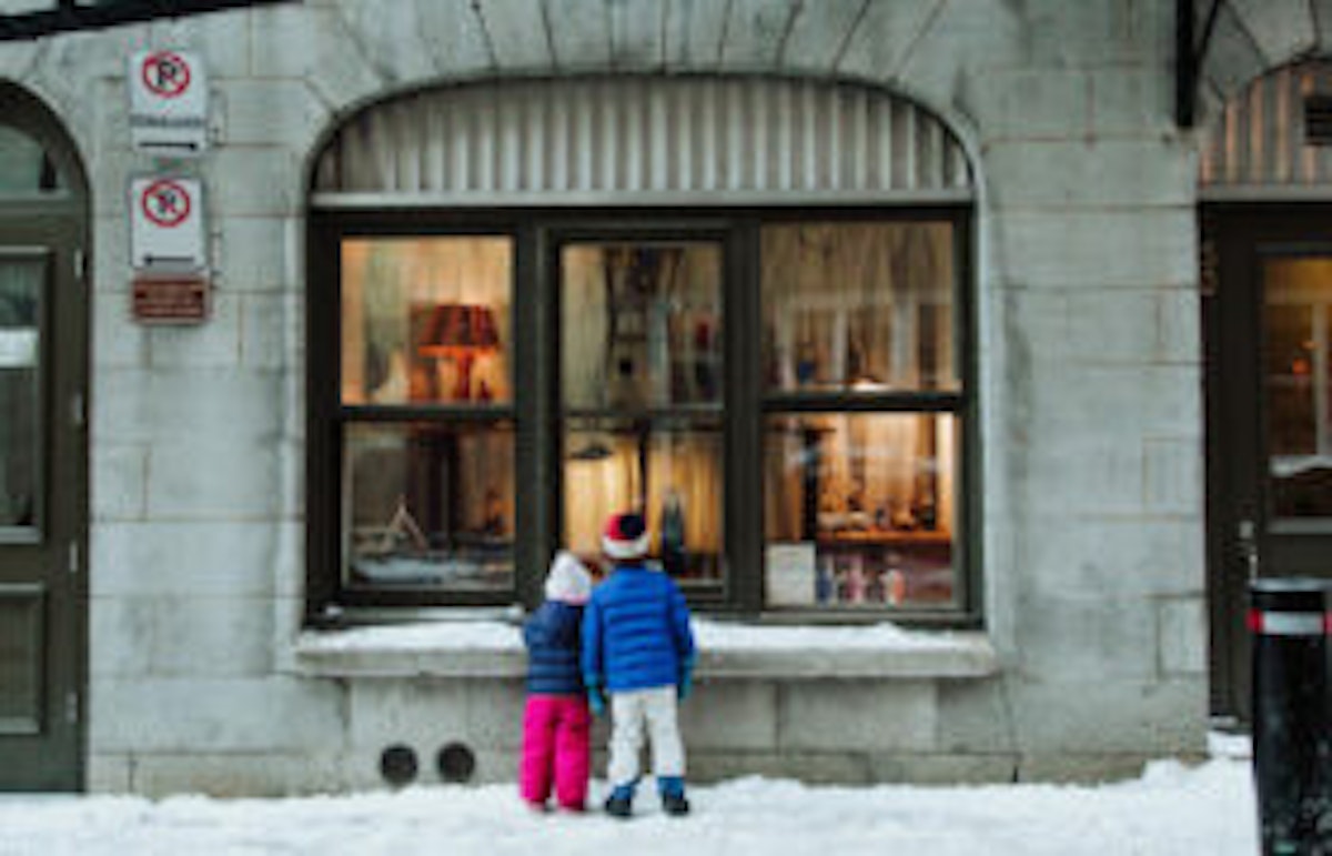 kids looking through window