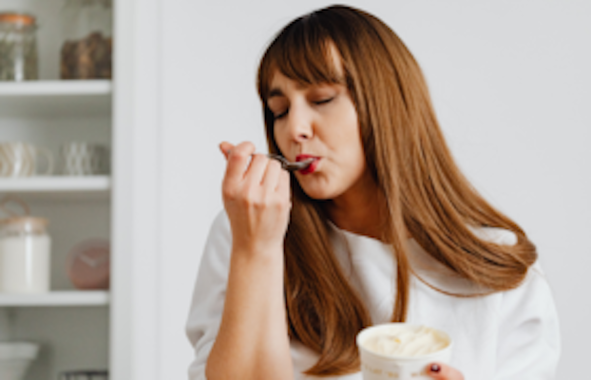 woman eating ice cream