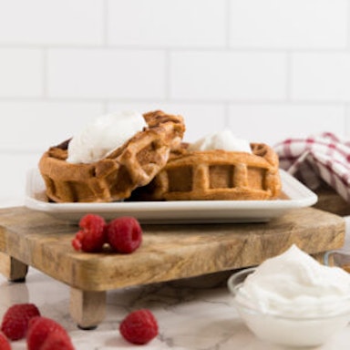 Keto Raspberry Cream Cheese Stuffed Waffles